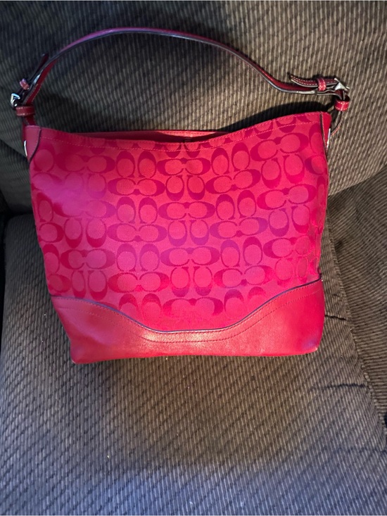 Coach Handbags - Coach Signature Shoulder Bag in red